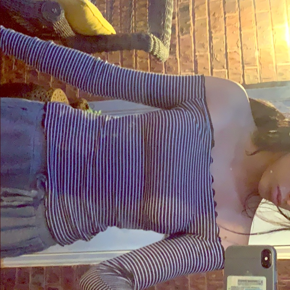 Striped off the shoulder shirt